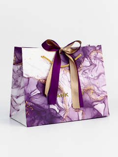 Пакет подарочный ламинированный «Мрамор», фиолетовый с бантик...