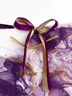 Пакет подарочный ламинированный «Мрамор», фиолетовый с бантиком, 25x20x12 см 2