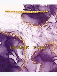 Пакет подарочный ламинированный «Мрамор», фиолетовый с бантиком, 25x20x12 см 3