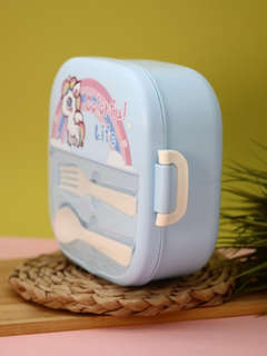 Ланчбокс 'Rainbow unicorn' с вилкой и ложкой 4