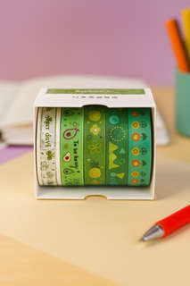 Набор декоративного скотча 'Designer prints', 5 шт, зеленый