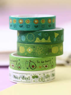 Набор декоративного скотча 'Designer prints', 5 шт, зеленый 2