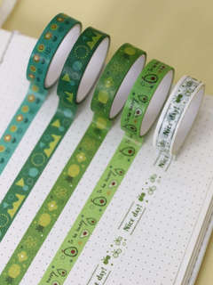 Набор декоративного скотча 'Designer prints', 5 шт, зеленый 3