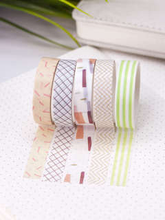 Набор декоративного скотча 'Patterns' 5 шт, бежевая серия 4