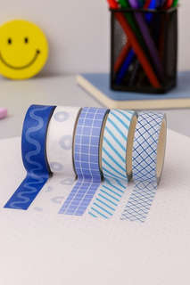 Набор декоративного скотча 'Patterns' 5 шт, голубая серия