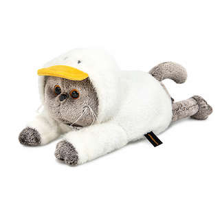 Кот Басик в худи 'Гусик' (лежачий) 19 см / Коллекция Гусик и ...