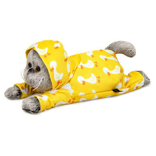 Кот Басик в комбинезоне с принтом Гусик /лежачий, 25 см, BudiBasa 3