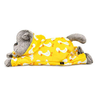 Кот Басик в комбинезоне с принтом Гусик /лежачий, 25 см, BudiBasa 4