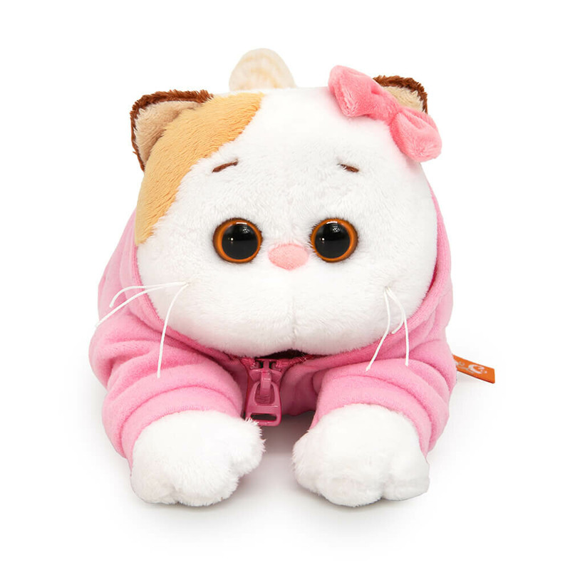 Кошечка Ли-Ли в худи с цветочком /лежачая, 18 см, BudiBasa