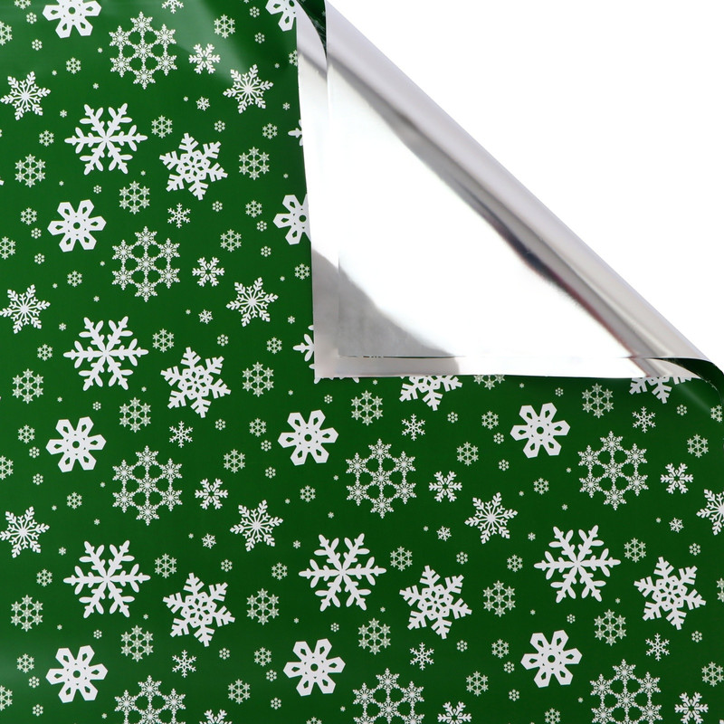 Пленка упаковочная новогодняя металлизированная, 35 мкм 'Снежинки“, 50x70 см