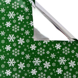 Пленка упаковочная новогодняя металлизированная, 35 мкм 'Снеж...