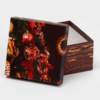 Коробка квадратная «С Новым годом (елочные игрушки)», 14х14х7 см 2