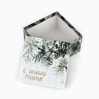 Коробка квадратная 'С Новым Годом' 14х14х8 см 2