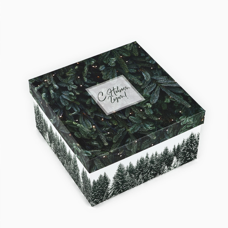 Коробка квадратная 'С Новым Годом' 20х20х11 см