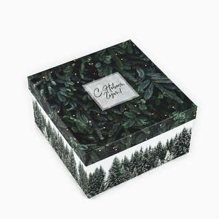 Коробка квадратная 'С Новым Годом' 20х20х11 см