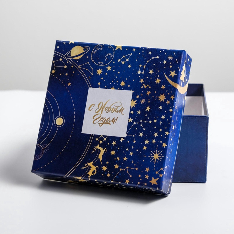 Коробка квадратная «С новым годом», 14x14x8 см