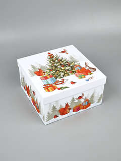 Коробка квадратная «Уютный Новый год», 22x22x12 см