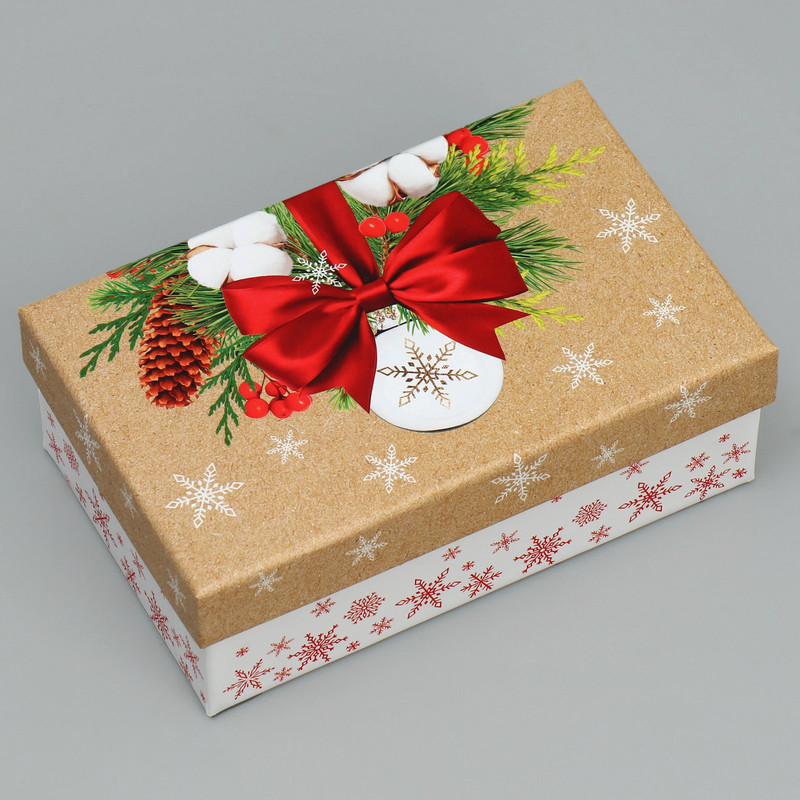 Коробка прямоугольная 'С Новым годом!' (снегири), 16.5х10х6 см