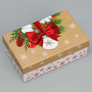 Коробка прямоугольная 'С Новым годом!' (снегири), 16.5х10х6 см