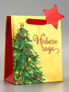 Пакет подарочный с тиснением «Счастливого Нового года», люкс,...