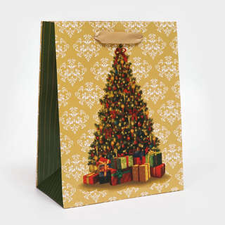 Пакет ламинированный «Ёлочка с подарками»,18x23x10 см