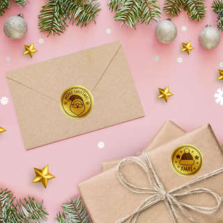 Наклейка новогодняя с тиснением Mary Christmas, 2.5x2.5 см. Цена за 1 шт. 3