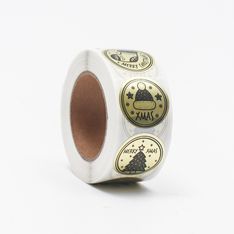 Наклейка новогодняя с тиснением Mary Christmas, 2.5x2.5 см. Цена за 1 шт.