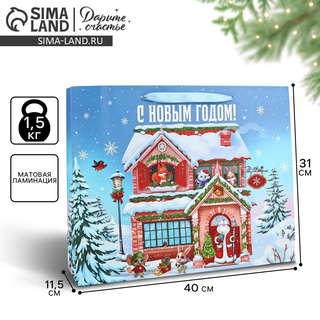 Пакет новогодний ламинированный «С Новым годом», горизонтальный, 31x40x11.5 см 2
