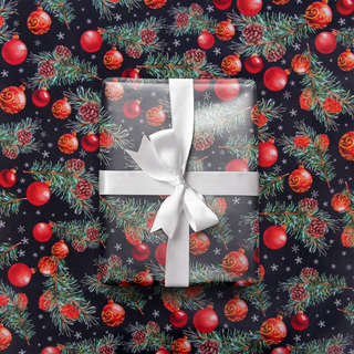 Упаковочная бумага «Шары на ветвях», 70x100 см, глянцевая 3