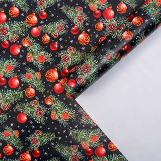 Упаковочная бумага «Шары на ветвях», 70x100 см, глянцевая