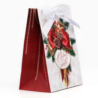Пакет новогодний с лентой «Новый год», 13x19x9 см 3