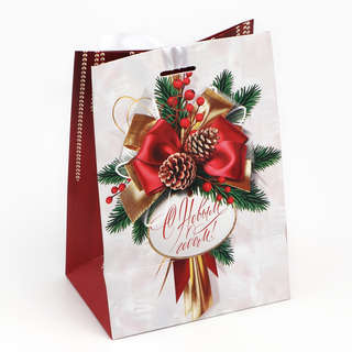 Пакет новогодний с лентой «Новый год», 13x19x9 см 5