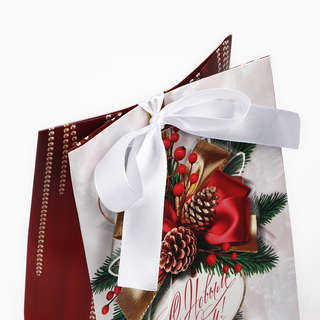 Пакет новогодний с лентой «Новый год», 13x19x9 см 6