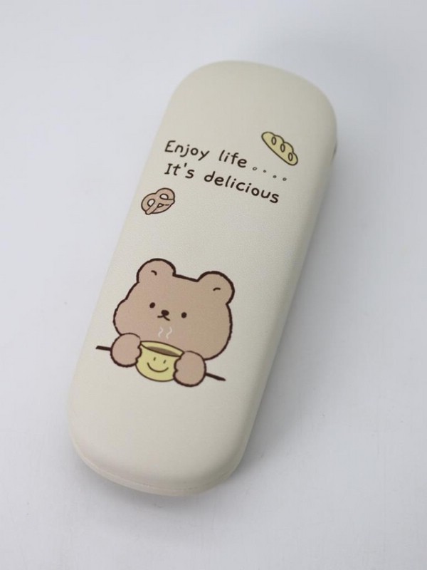 Чехол для очков 'Enjoy life it's delicious' бежевый