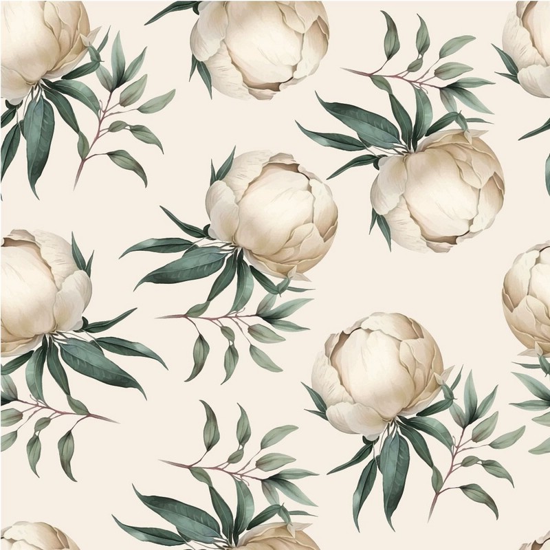Бумага упаковочная 70х100 см, beSmart 'Peony' N6002 (айвори)