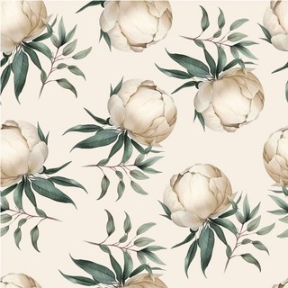 Бумага упаковочная 70х100 см, beSmart 'Peony' N6002 (айвори)