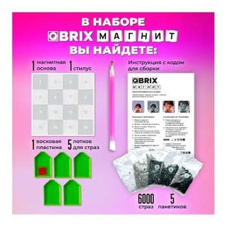 Алмазная мозаика на магнитной основе, из любой фотографии, 17х17 см, QBRIX 4