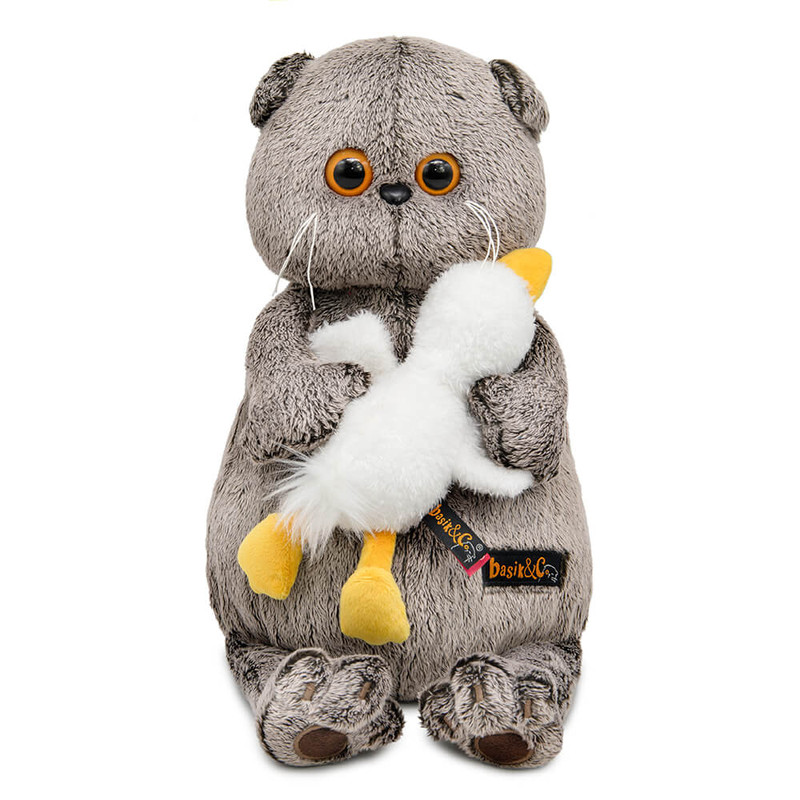 Кот Басик со спящим Гусиком, 30 см, BudiBasa