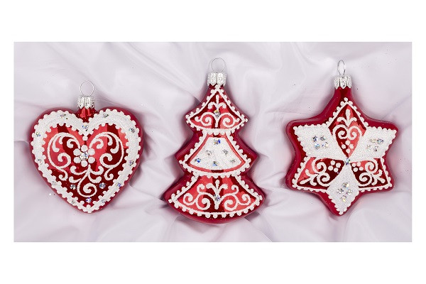 Набор 'Пряничный - 2' (сердечко, елочка, звездочка), стекло, артикул С 2305