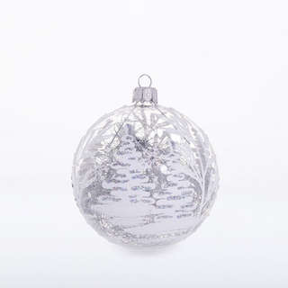 Шар 'Белая зима', стекло, 8.5 см, артикул С 2341