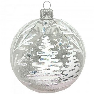 Шар 'Белая зима', стекло, 8.5 см, артикул С 2341 2