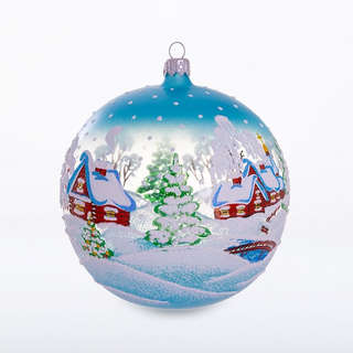 Шар 'Морозный день', стекло, 11.5 см, артикул С 1951, ассорти