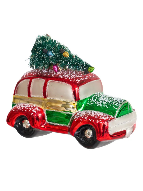 Елочное украшение 'Автомобиль Austin с елочкой' 11 см, стекло, Holiday Classics