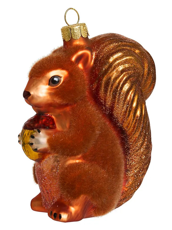 Елочное украшение 'Пушистая белка' 10 см, стекло, Holiday Classics