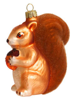 Елочное украшение 'Белка с пушистым хвостом' 10 см, стекло, H...