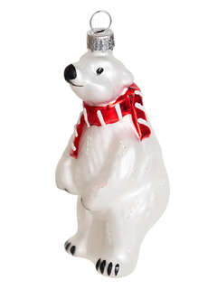 Елочное украшение 'Белый мишка' 10 см, стекло, Holiday Classics