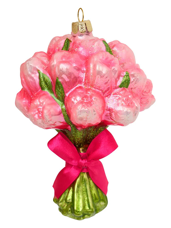 Елочное украшение 'Букет пионов' 13 см, стекло, Holiday Classics