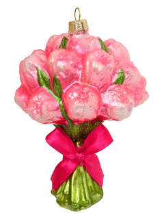 Елочное украшение 'Букет пионов' 13 см, стекло, Holiday Classics