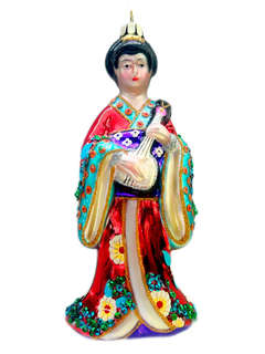 Елочное украшение 'Гейша с японской лютней' 16 см, стекло, Ho...