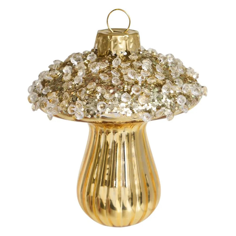 Елочное украшение 'Грибочек золотой' 8 см, стекло, Holiday Classics